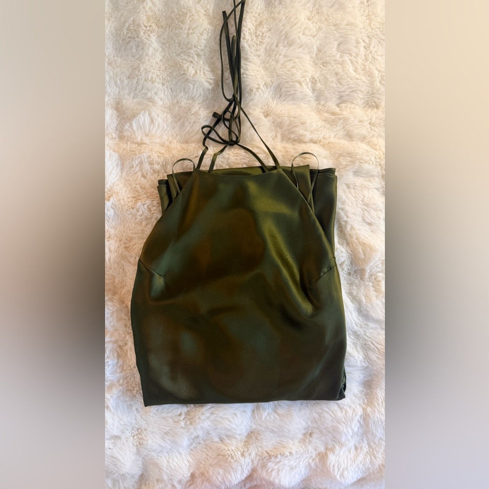 Reformation Olive Green Satin Maxi Dress - Picture 14 of 16